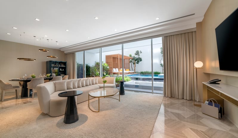 FIVE Palm Jumeirah Dubai-Four Bedroom Duplex Penthouse Suite Living Area_18703